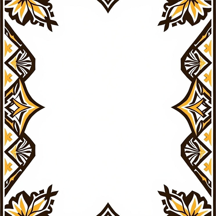 Aztec Sunburst Motif with Interlocking Borders and Accents (Brown) - ODIKA