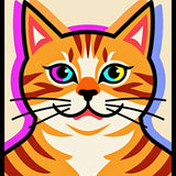 Abstract Cat Face Mosaic with Glowing Edge Trim Holiday(Orange)