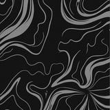 Abstract Marble Swirl Design with Contemporary Floral(Black)