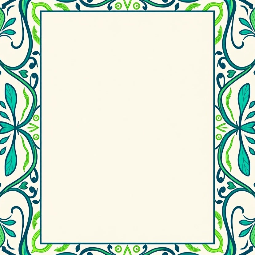 Art Nouveau Inspired Vinework and Stylized Petal Arrangement (Teal) - ODIKA