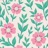 Floral Canopy Design with Airy Blossoms and Stylized Leafy Accents(Pink)