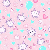 Kawaii Kitten Collage Featuring Balloons and Doodles(Pink)