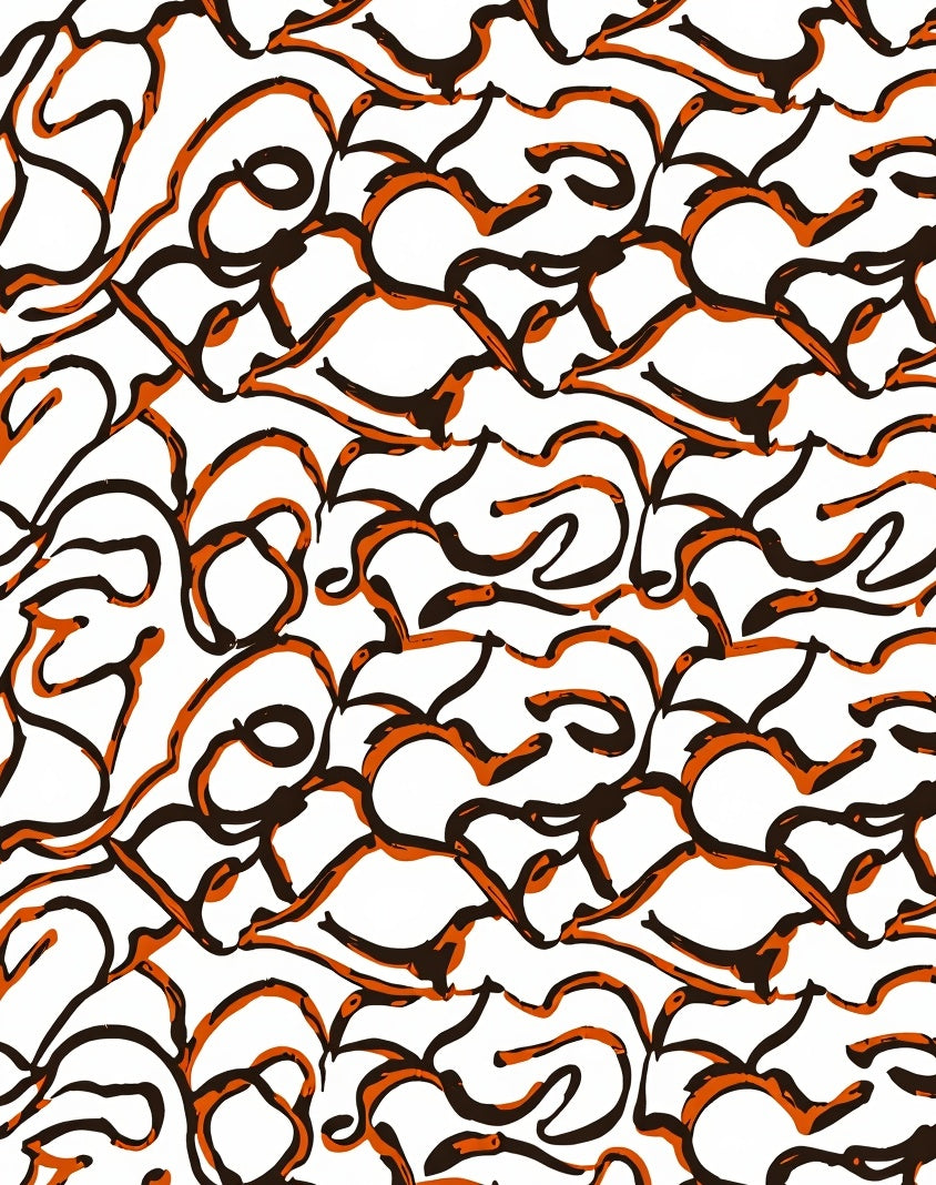 Moody Tie Dye with Interlocking Waves and Rustic Tones (Orange) - ODIKA