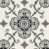 Vintage Floral Medallion Distressed Heritage Elegant Timeless(Black)