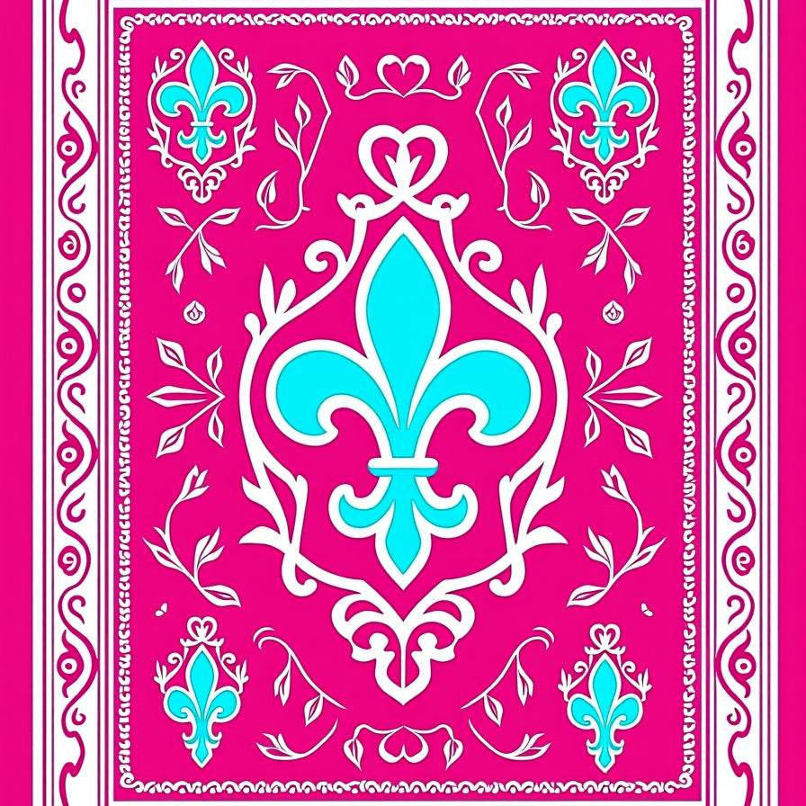 French Rocaille Scroll Medallion with Stylized Fleur de Filigree (Pink) - ODIKA