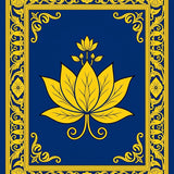 Lotus Medallion Mosaic with Ornate Border and Delicate Flourishes(Blue)