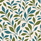 Botanical Cascade Design Featuring Abstract Foliage Motifs(Ivory)