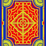 Sunrise Mosaic Interlocking Medallion with Radiant Motifs (Red)