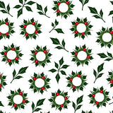 Holly Wreath Motif Area with Festive Berry Accents(White)