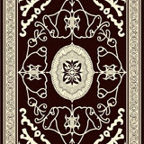 Interlocking Trellis Medallion with Ornate Scrollwork Accents (Brown)