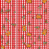 Gingham Patchwork Design with Seasonal Ornamentation(Red)