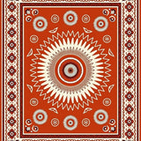 Sunburst Medallion Boho Motif with Ornate Festival Detailing(Red)
