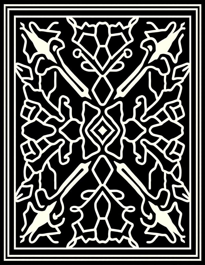 Aztec Sunburst Interlocking with Nordic Minimalist Motifs (Black) - ODIKA