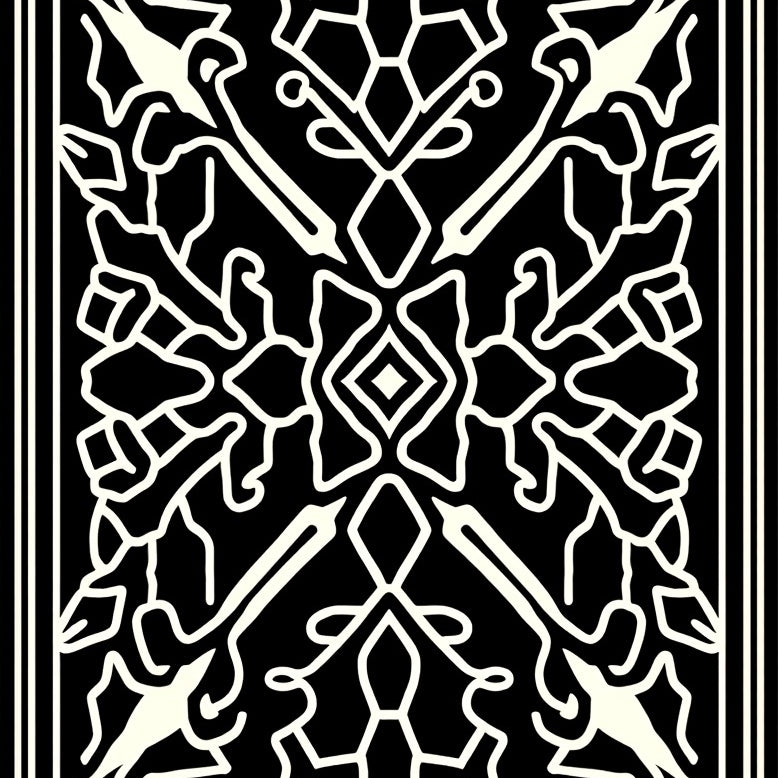 Aztec Sunburst Interlocking with Nordic Minimalist Motifs (Black) - ODIKA