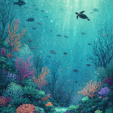 Aquatic Wonderland With Coral Garden Turtle Sanctuary(Blue)