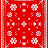 Ornate Winter Starburst Featuring Gold Highlights and Frosted Motifs(Red)