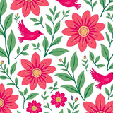 Enchanted Garden Symphony with Fluttering Silhouettes and Blooming Sprays(Pink)