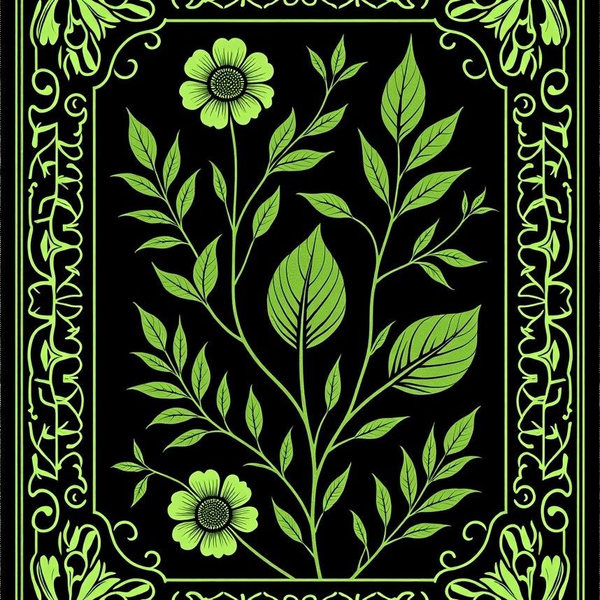 Enchanted Botanical Garden Mystical Vintage Floral Illustration (Black) - ODIKA