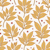 Warm Autumnal Boho Floral With Interlocking Leaf Motifs(Gold)