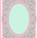 Botanical Fern Medallion with Flowing Vines and Leaf Motifs(Pink)