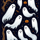 Spooky Ghostly Halloween Area Rug(White)