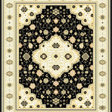 Geometric Cross Medallion Area in Beige and Charcoal(Black)