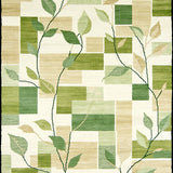 Enchanted Meadow Pathway Area with Modern Foliage Geometry(Green)