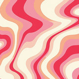 Sunset Gradient Waves Abstract Contemporary Floor Covering (Pink)