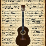 Acoustic Guitar Silhouette Music Themed Area Rug With Non Slip Backing(Black)