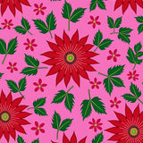 Poinsettia Bloom Floor Covering with Vibrant Petal Arrangements(Pink)