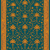 Artisan Floral Damask Vine Swirl Elegant Traditional Embellishment(Blue)