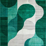 Elegant Abstract Scallop Area with Geometric Shapes and Modern Flair(Green)