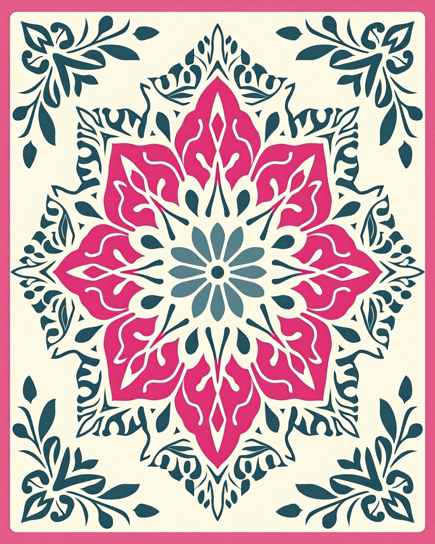 Boho Floral Medallion Transitional Elegant Timeless Practical Accessory (Pink) - ODIKA