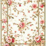 Vintage Floral Boho Pink Green Botanical Motifs Non Slip(Beige)