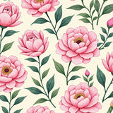 Blooming Peony Garden Botanical Floral Motif Accent(Pink)