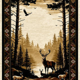 Country Lodge Bathroom Runner Woodsy Wildlife Decorative Floor Carpet(Beige)