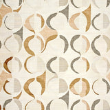Beige Curved Scallop Area Featuring Interlaced Circular Motifs(Beige)
