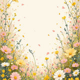 Spring Blossom Showcasing Playful Flower Sprays and Artistic Detailing(Ivory)