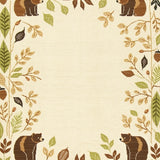 Beige Nursery Highlighting Playful Bear and Woodland Iconography(Beige)