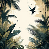 Reversible Balcony with Distinctive Tropical Foliage Print(Beige)