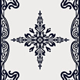 Timeless Bordered Damask Floral Scroll Symmetrical Artistic (Black)