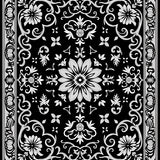 Heritage Damask Blooming Elaborate Luxurious Distinctive(Black)