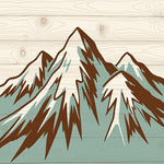 Wanderlust Trail Map with Hand Drawn Peaks and Weathered Wood Panels (Brown) - ODIKA