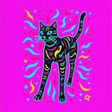 Festive Cat with Twinkling Light Motif and Playful Details(Pink)