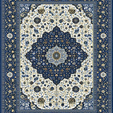 Elegant Area with Sophisticated Blue and Beige Medallion Design for(Blue)
