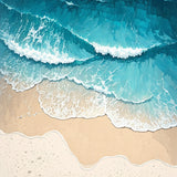 Ocean Wave Polyester Dorm Room Floor(Blue)