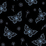 Nocturnal Winged Elegance Boho Insect Floral Artistic Decorative (Black)