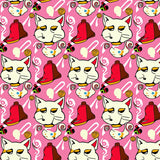 Whimsical Christmas Cat Expression with Interlocking Cane and Bell Designs(Pink)