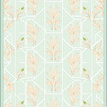 Classic Trellis with Stylized Leaf Embellishments and Washed Accents (Beige) - ODIKA