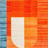 Vibrant Orange & Blue Area Contemporary(Orange)